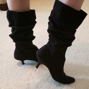 Womens Black Faux Suede Slouch Boots/Size 10